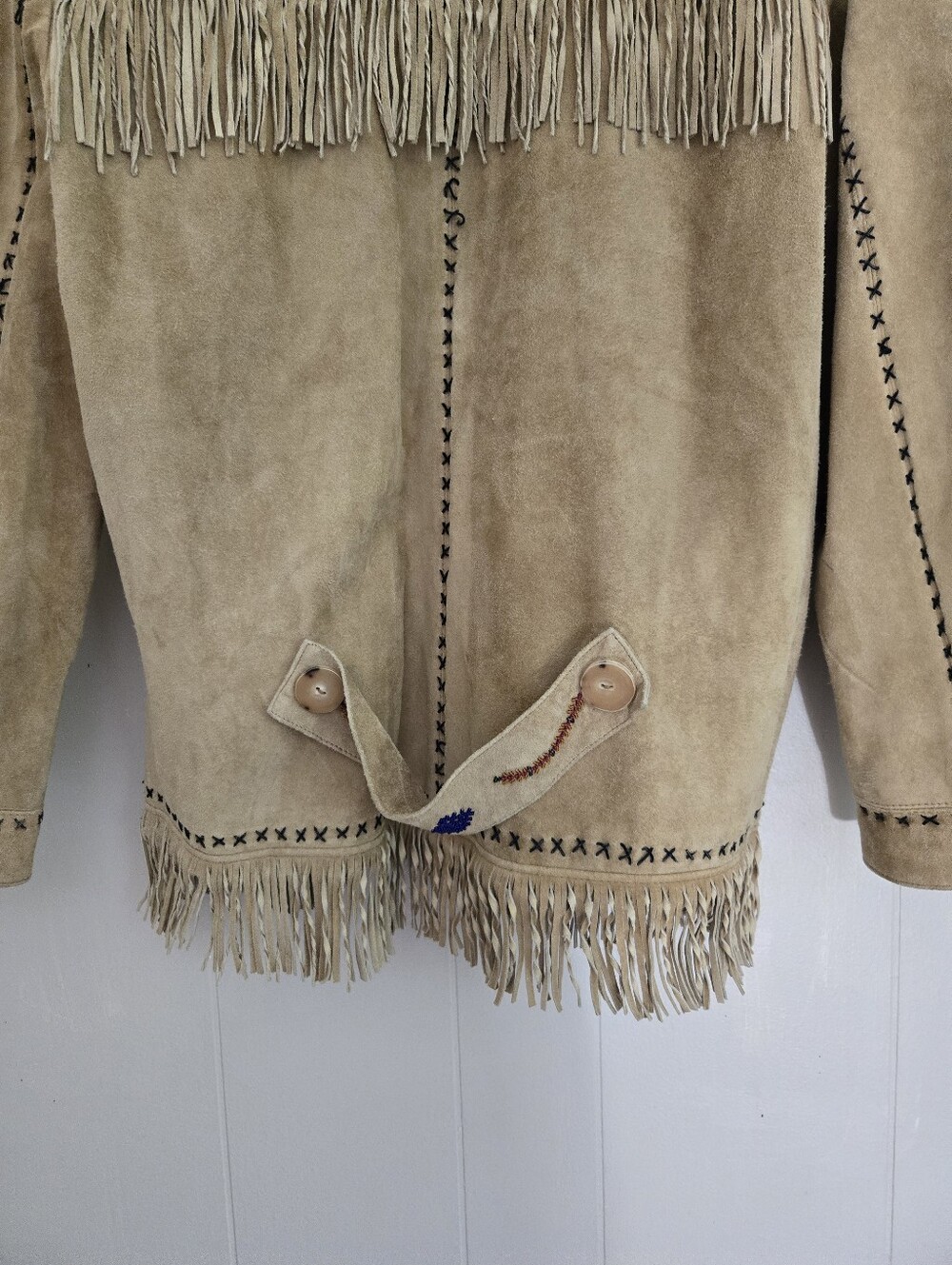 Vintage Double D Ranch Fringe Suede Leather Jacket Beaded Embroidery Western L - Picture 7 of 16